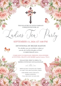 Ladies Tea Party Blush Pink Church Event with Cross design preview