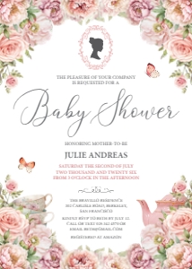 5 x 7 Baby Shower Blush Pink with Cameo & Teapot design preview