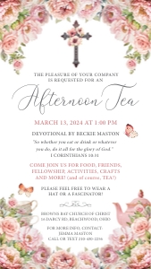 Mobile Church Aft Tea Blush Pink Cross Invite design preview
