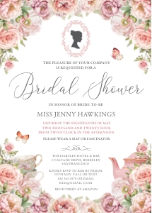 5 x 7 Bridal Shower Blush Pink Cameo Invitation design preview