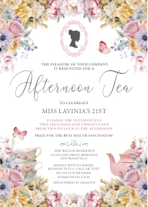 5 x 7 Afternoon Tea Pastel Flower Cameo Invitation design preview