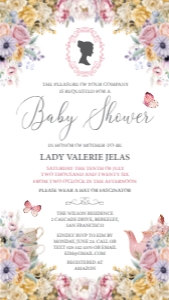 Baby Shower Mobile Invite, Pastel Flowers, Cameo design preview