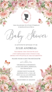 Baby Shower Blush Pink Mobile Invitation Cameo design preview