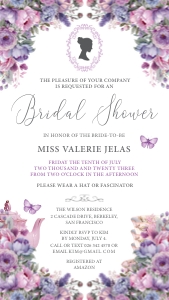 Bridal Shower Pink & Purple Cameo Mobile Invitation design preview