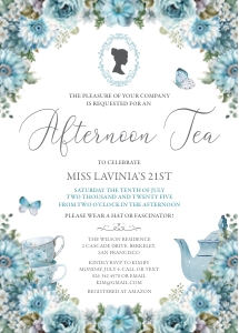 5 x 7 Afternoon Tea Dusty Blue Invitation design preview