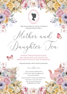 5 x 7 Mother & Daughter Tea Cameo Pastel Invitation design preview