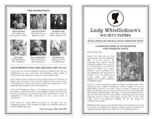 11 x 8.5 Folded Lady Whistledown Society Leaflet design preview