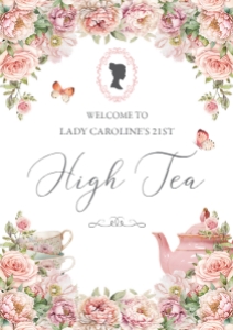 A3 A2 & A1 High Tea Blush Pink Welcome Sign design preview