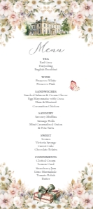 4 x 9 Jane Austen Menu Mansion House & Books design preview
