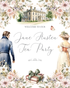16 x 20, 18 x 24, 24 x 36 Jane Austen Mansion Welcome Sign design preview