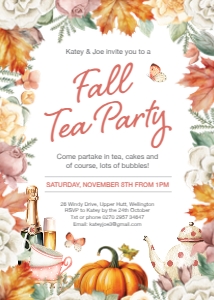 5 x 7 Fall Floral Tea Party Invitation design preview