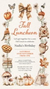 Cozy Fall Luncheon Mobile Invite design preview