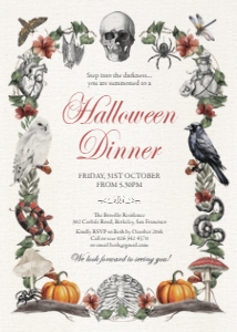 5 x 7 Halloween Boho Gothic Dinner Invitation design preview