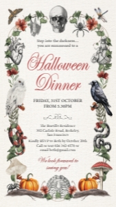 Halloween Boho Gothic Mobile Dinner Invitation design preview