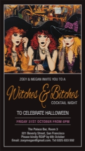 Witches & Bitches Halloween Cocktail Night Mobile Invite design preview