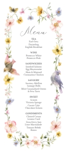 4 x 9 Wildflower Bird Menu design preview