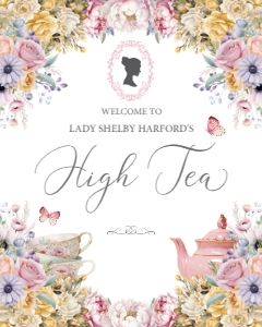 16 x 20, 18 x 24, 24 x 36 High Tea Pastel Cameo Welcome Sign design preview