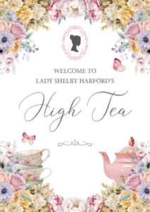 A4, 8 x 10, 12 x 18 High Tea Pastel Cameo Welcome Sign design preview