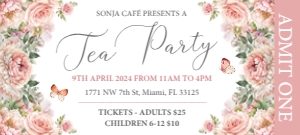 5 x 2.25 Tea Party Event Blush Pink Ticket 2 design preview