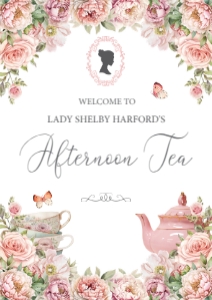 A3 A2 & A1 Afternoon Tea Blush Pink Welcome Sign design preview
