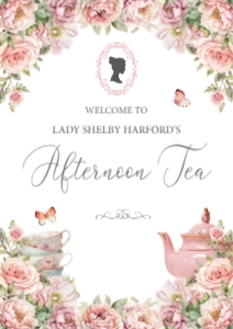 A4, 8 x 10, 12 x 18 Aft Tea Blush Pink Welcome Sign design preview