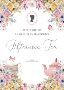 A4, 8 x 10, 12 x 18 Aft Tea Pastel Cameo Welcome Sign design preview