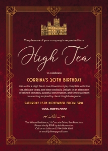 5x7 Downton High Tea Invitation design preview