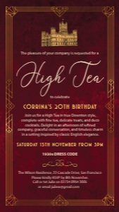 Mobile Downton High Tea Invitation design preview