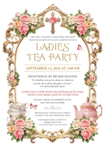 5 x 7 Church Ladies Tea Party Gold Frame Yellow Pink design preview