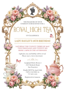 5 x 7 Royal High Tea Gold Frame Pastel Peony design preview