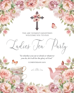 16x20, 18x24, 24x36 Church Ladies Tea BPink Welcome Sign Cross design preview