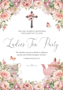 A3, A2, A1 Church Ladies Tea BPink Welcome Sign Cross design preview