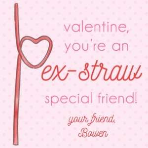 Valentines: Pink Straw: Valentine: Heart Straw Pink