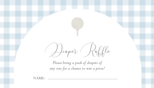 0121 blue golf Diaper Raffle Ticket 3.5x2: 0121 blue golf mini set baby shower invitation