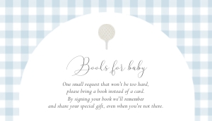 0121 Books for baby 3.5x2: 0121 blue golf mini set baby shower invitation