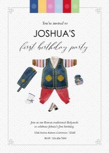 0301 Boy-Korean traditional DOl invitation: Editable Korean First birthday Doljanchi boy party template