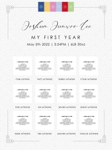 0301 milestone photo board 18x24: korean birthday, doljanchi, milestone board, 1st birthday sign, b