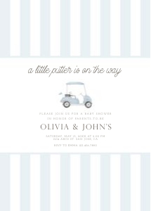 Editable Light Blue Golf cart Baby Shower Invitation, Digital Boy design preview
