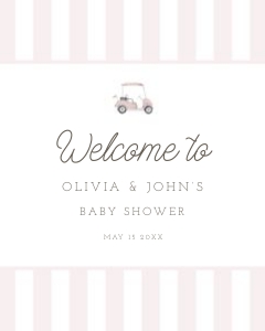 0208 pink Welcome sign 16x20: Pink Editable Golf cart Baby Shower bundle, Custom digital baby s