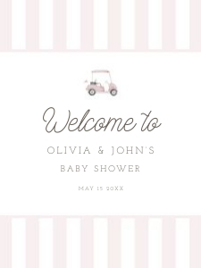 0208 pink welcome sign 18x24: Pink Editable Golf cart Baby Shower bundle, Custom digital baby s