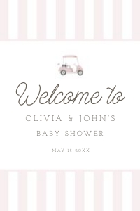 0208 pink Welcome sign 24x36: Pink Editable Golf cart Baby Shower bundle, Custom digital baby s