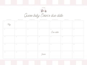0208 pink Arrival date calendar 18x24: Pink Editable Golf cart Baby Shower bundle, Custom digital baby s