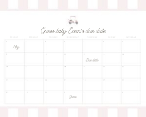 0208 pink Arrival date calendar 16x20: Pink Editable Golf cart Baby Shower bundle, Custom digital baby s
