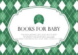 0209 green caddie 5x3.5 books for baby: Green Editable Little Golf Caddy Baby Shower bundle, Custom digit