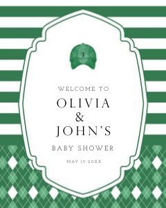 0209 green caddie Welcome sign 16x20: Green Editable Little Golf Caddy Baby Shower bundle, Custom digit