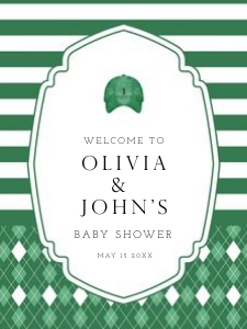 0209 green caddie welcome sign 18x24: Green Editable Little Golf Caddy Baby Shower bundle, Custom digit