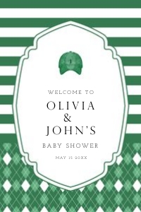 0209 green caddie Welcome sign 24x36: Green Editable Little Golf Caddy Baby Shower bundle, Custom digit