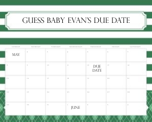 0209 green caddie Arrival date calendar 16x20: Green Editable Little Golf Caddy Baby Shower bundle, Custom digit