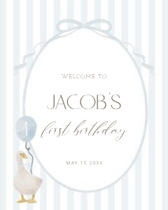 0308 blue Welcome sign 16x20: Celebrate your little one's special day with our Blue One Silly G