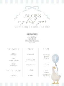 0308 blue milestone board 18x24: Celebrate your little one's special day with our Blue One Silly G